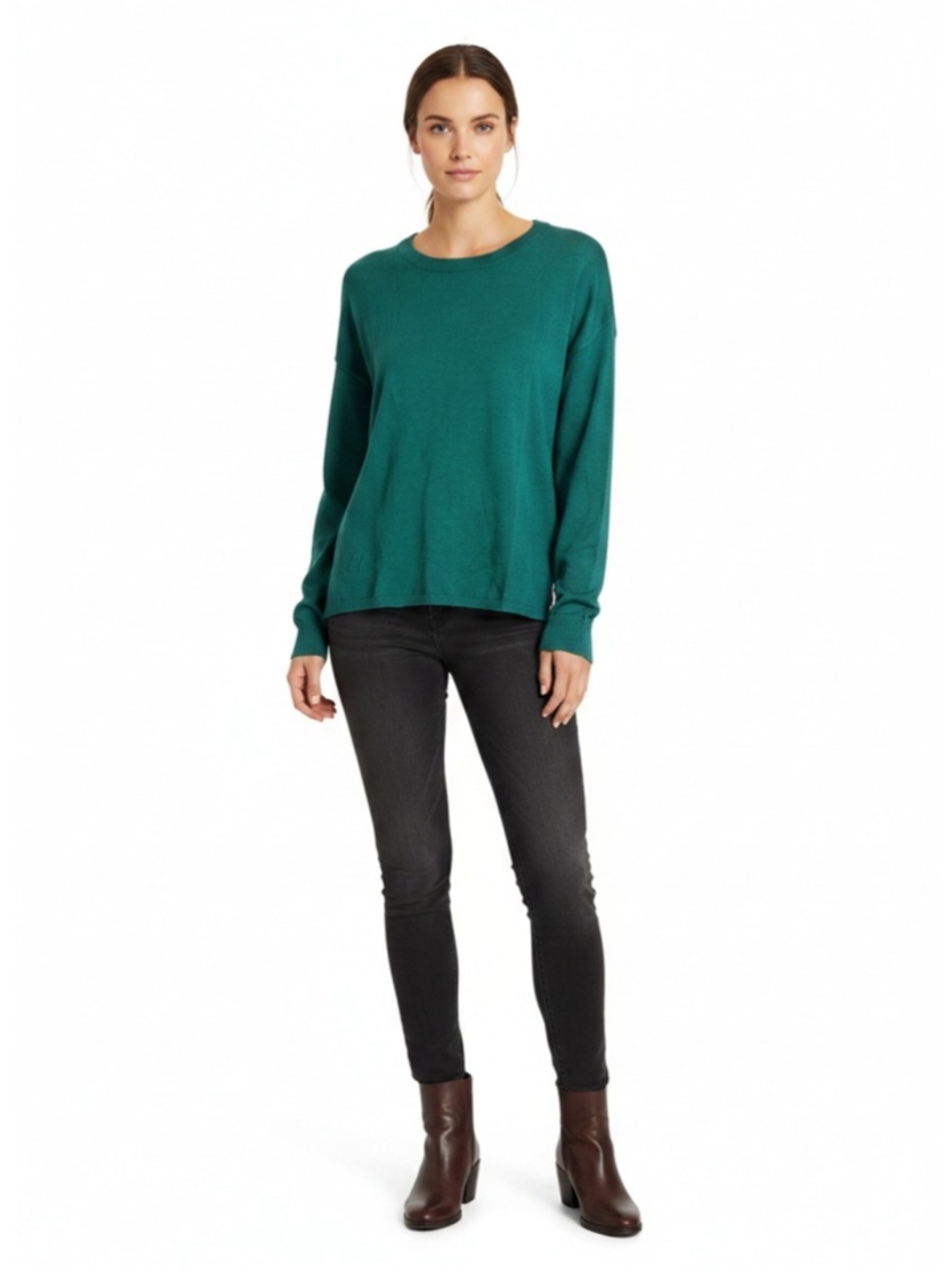 Asklazy Women's Green Crew Neck Sweater Large